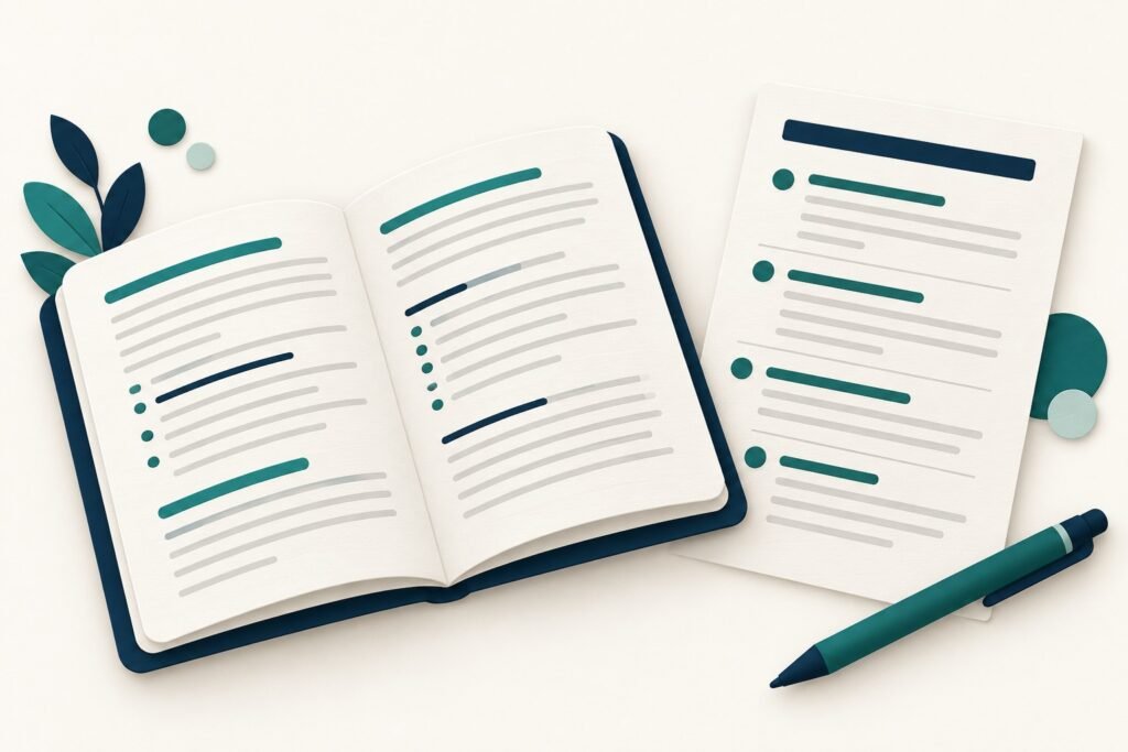 Paper-cut study illustration accompanying How to Read a Cambridge Mark Scheme After Attempting a Paper
