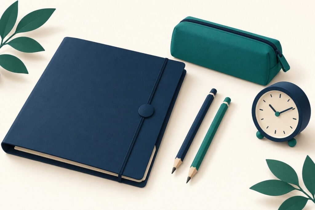Paper-cut study illustration accompanying A Practical Final-Week Checklist for O and A Level Exams