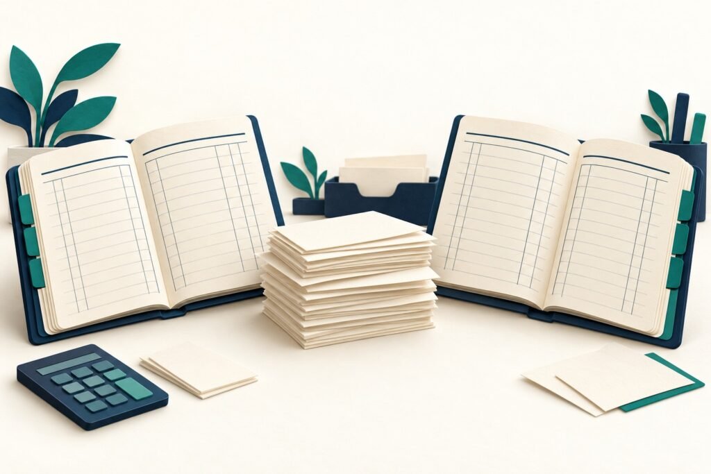 Paper-cut study illustration accompanying Control Accounts: Trace Receivables and Payables Carefully