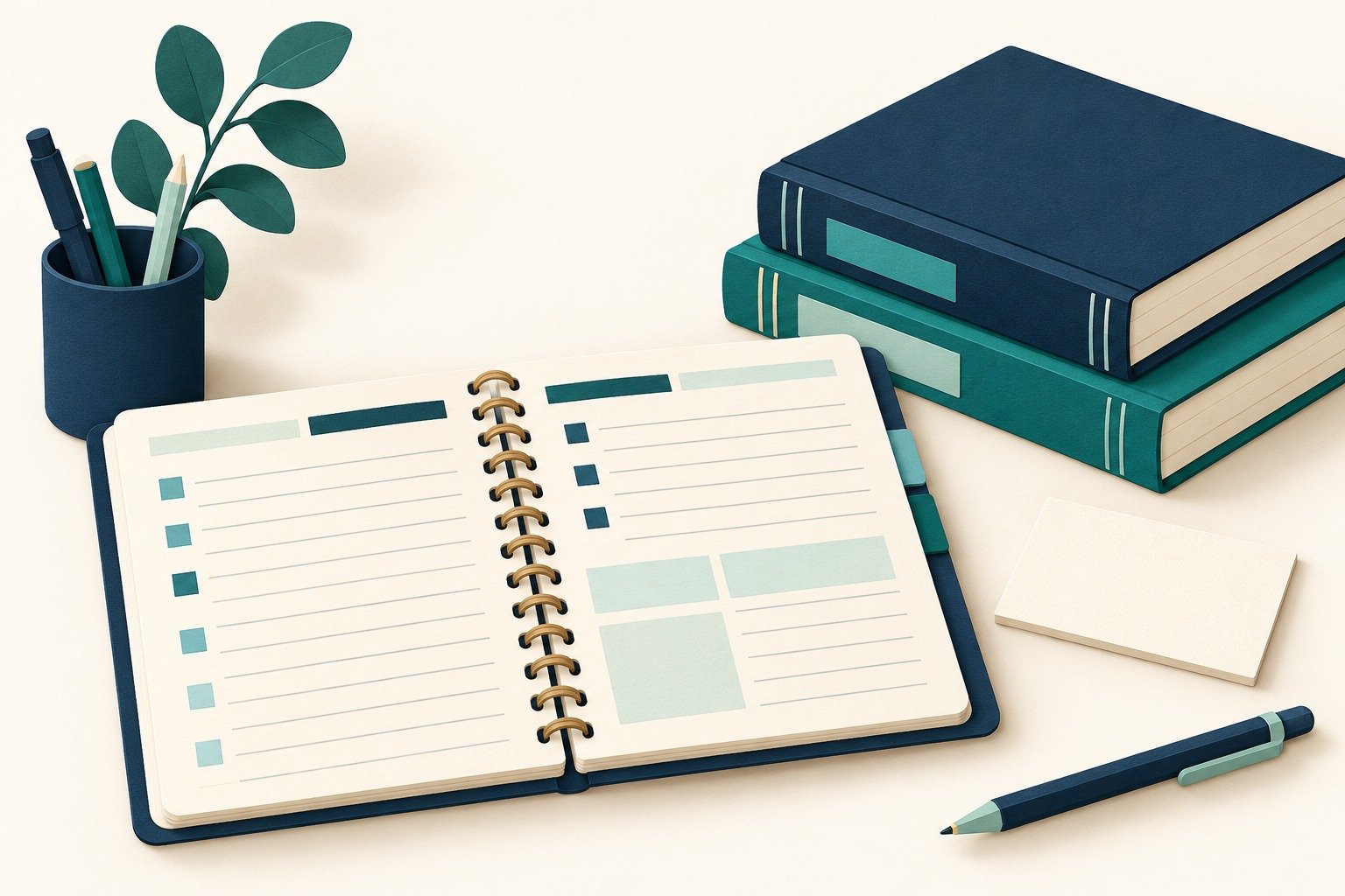 Paper-cut study illustration accompanying AS to A2 Accounting: How Your Revision Method Needs to Change
