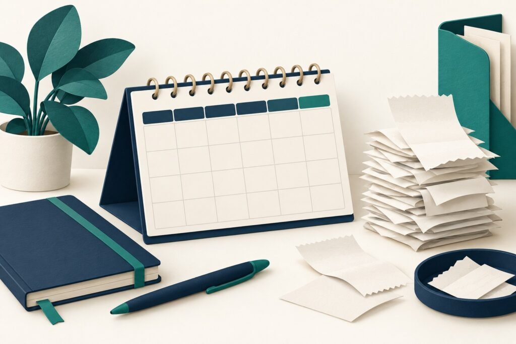 Paper-cut study illustration accompanying Budgeting Questions: Use the Timing of Cash Receipts and Payments