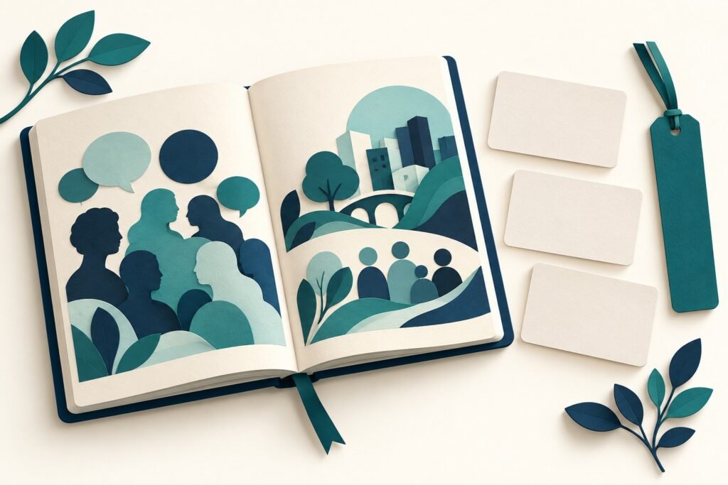 Paper-cut study illustration accompanying O Level Sociology: Explain Concepts with Specific Examples