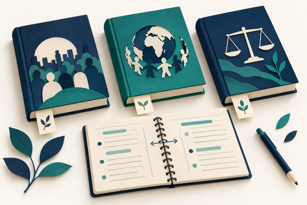 Paper-cut study illustration accompanying How to Revise Sociology Theories Without Mixing Them Up