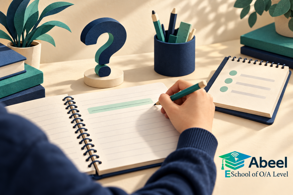 Paper-cut study illustration accompanying How to Write a Useful A Level Teacher Question After Independent Practice