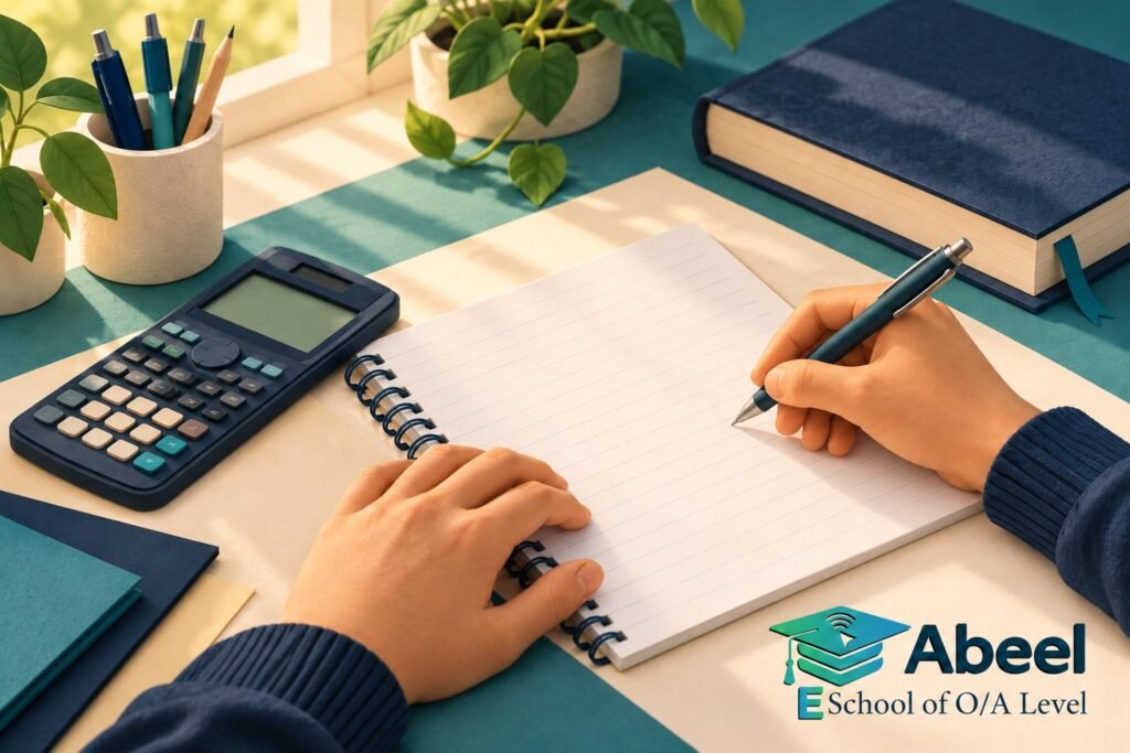Paper-cut study illustration accompanying A Level Calculator Checks: Test the Result Without Repeating the Same Error