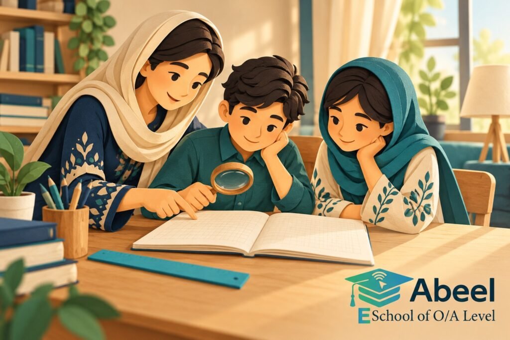 Paper-cut study illustration accompanying O and A Level Study in Badin: Check the Reading Step Before Adding More Calculation