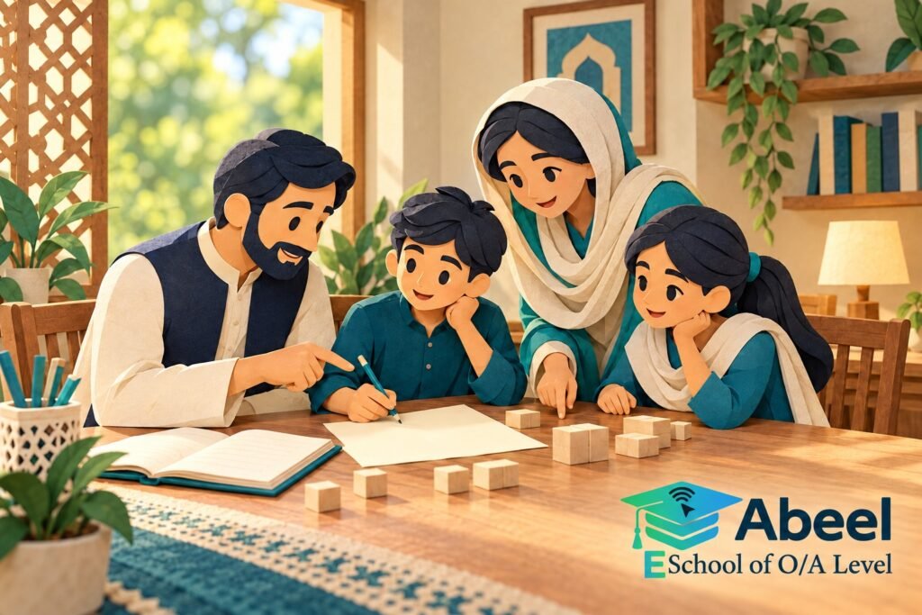 Paper-cut study illustration accompanying O and A Level Study in Thatta: Check How a Student Turns Words into a Method