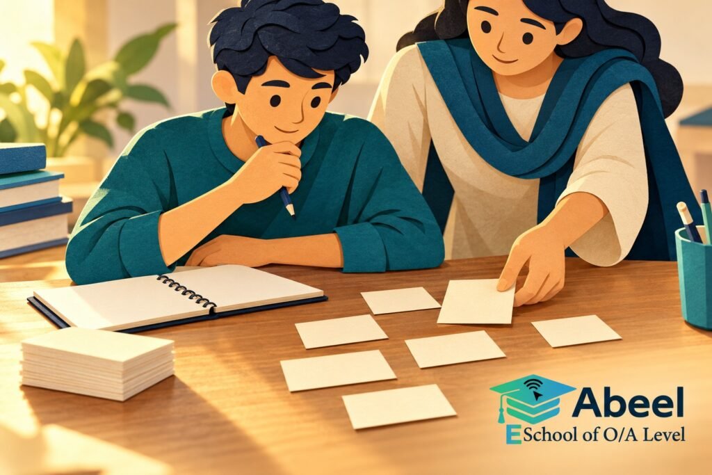 Paper-cut study illustration accompanying O and A Level Study in Hala: Choose a Small Practice Set with a Clear Purpose