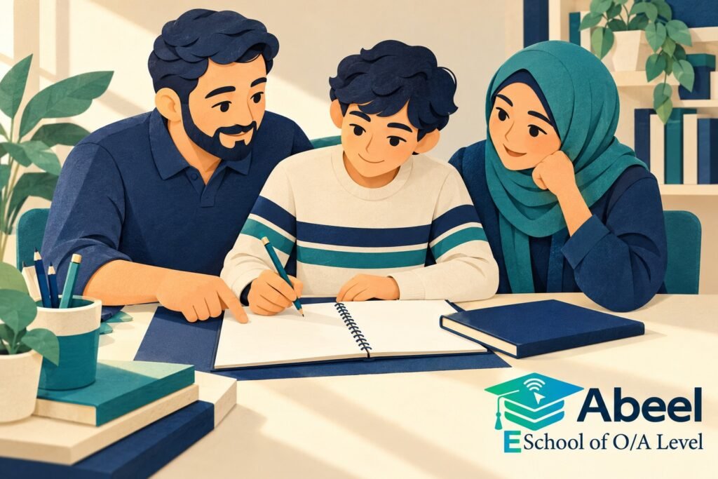 Paper-cut study illustration accompanying O and A Level Study in Shahdadpur: Use Answer Keys Without Hiding the Attempt