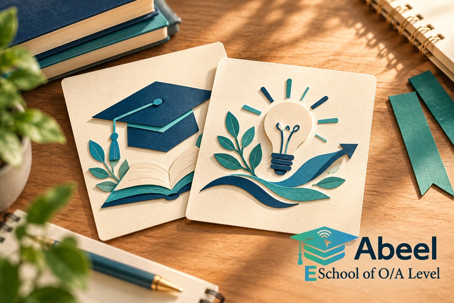 Paper-cut study illustration accompanying O and A Level Study in Faisalabad: Connect Question Language to the Calculation