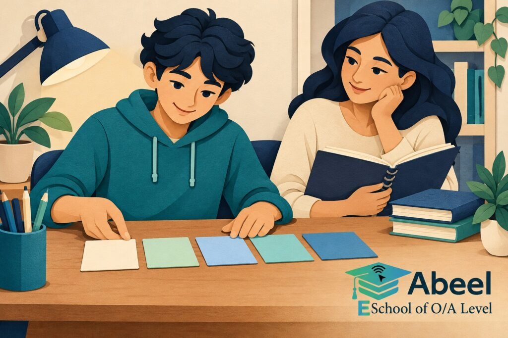 Paper-cut study illustration accompanying O and A Level Study in Gujranwala: Explain What Makes Two Answers Different