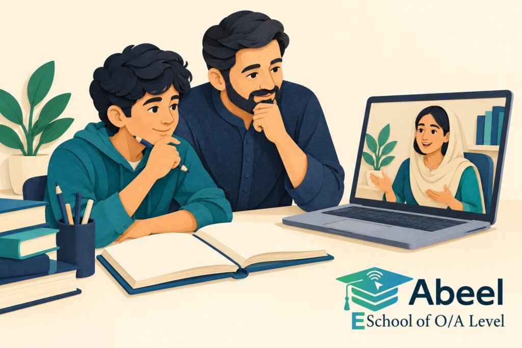 Paper-cut study illustration accompanying O and A Level Study in Sargodha: Compare the Average and the Variation Together