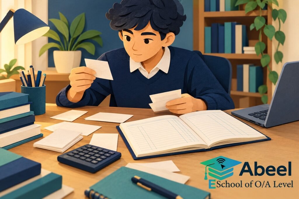 Paper-cut study illustration accompanying O and A Level Study in Chiniot: Build an Answer from the Records You Actually Have
