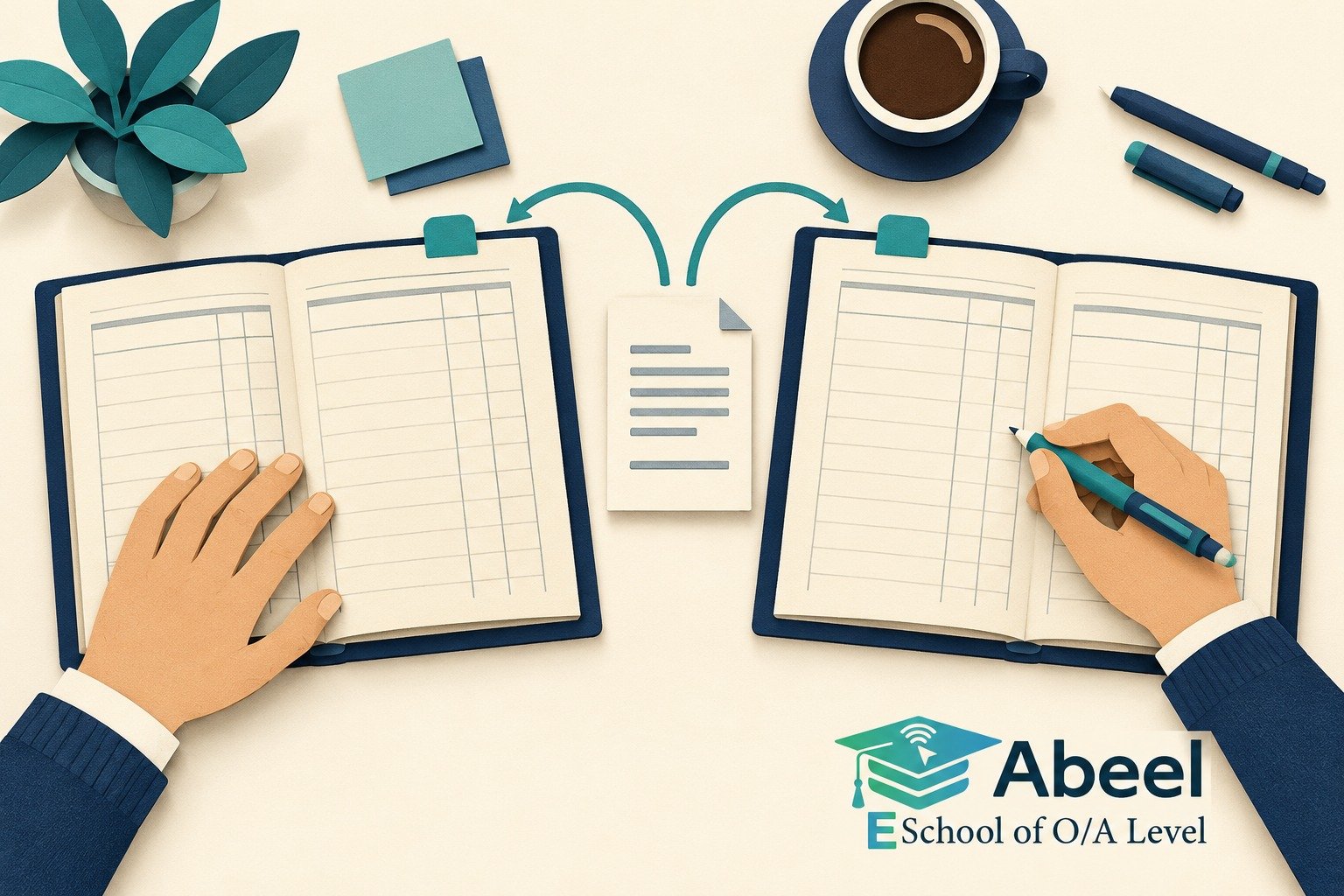 Paper-cut study illustration accompanying O and A Level Study in Hafizabad: Make Every Financial Statement Figure Traceable