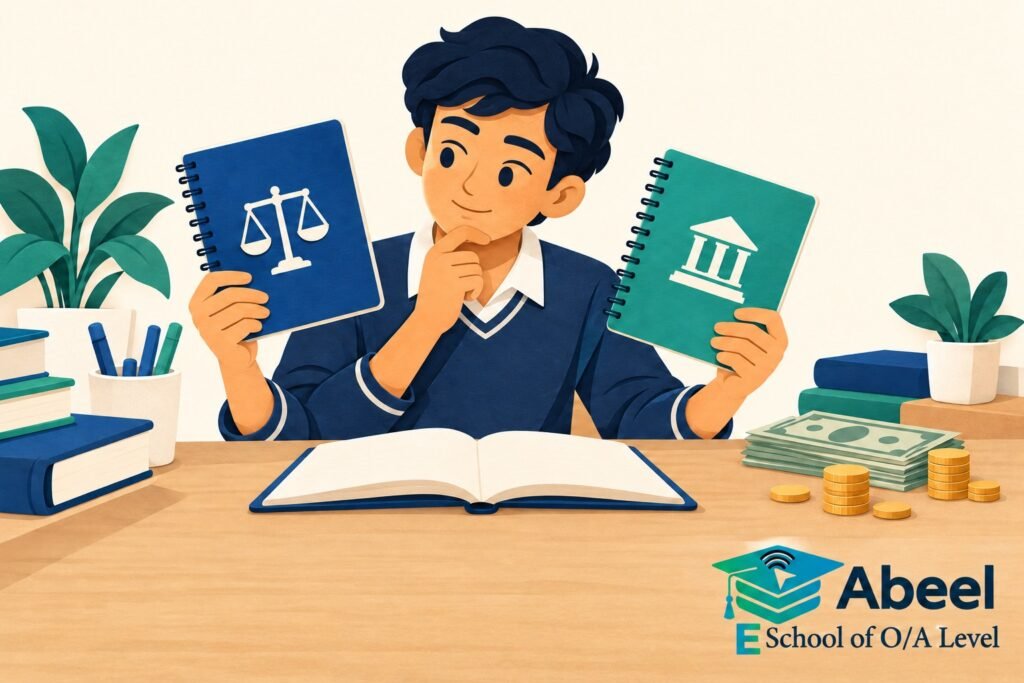 Paper-cut study illustration accompanying O and A Level Study in Khanewal: Separate Company Equity from Available Cash