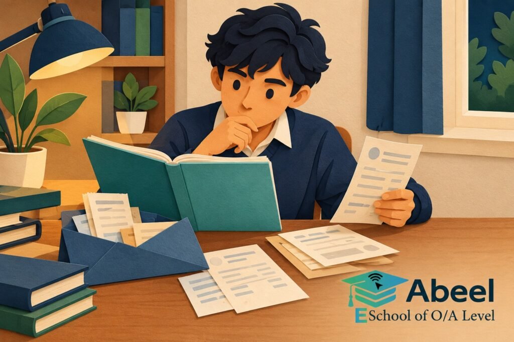 Paper-cut study illustration accompanying O and A Level Study in Muzaffargarh: Explain When Profit and Cash Move Differently