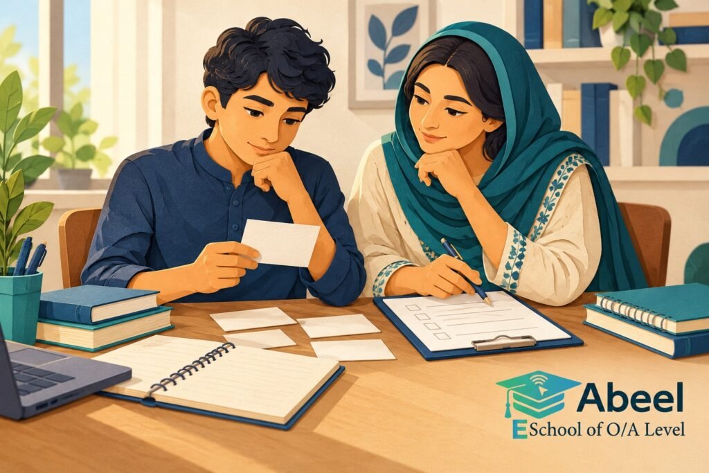 Paper-cut study illustration accompanying Online O and A Level classes in Bhakkar: Choose a Research Method for the Actual Aim