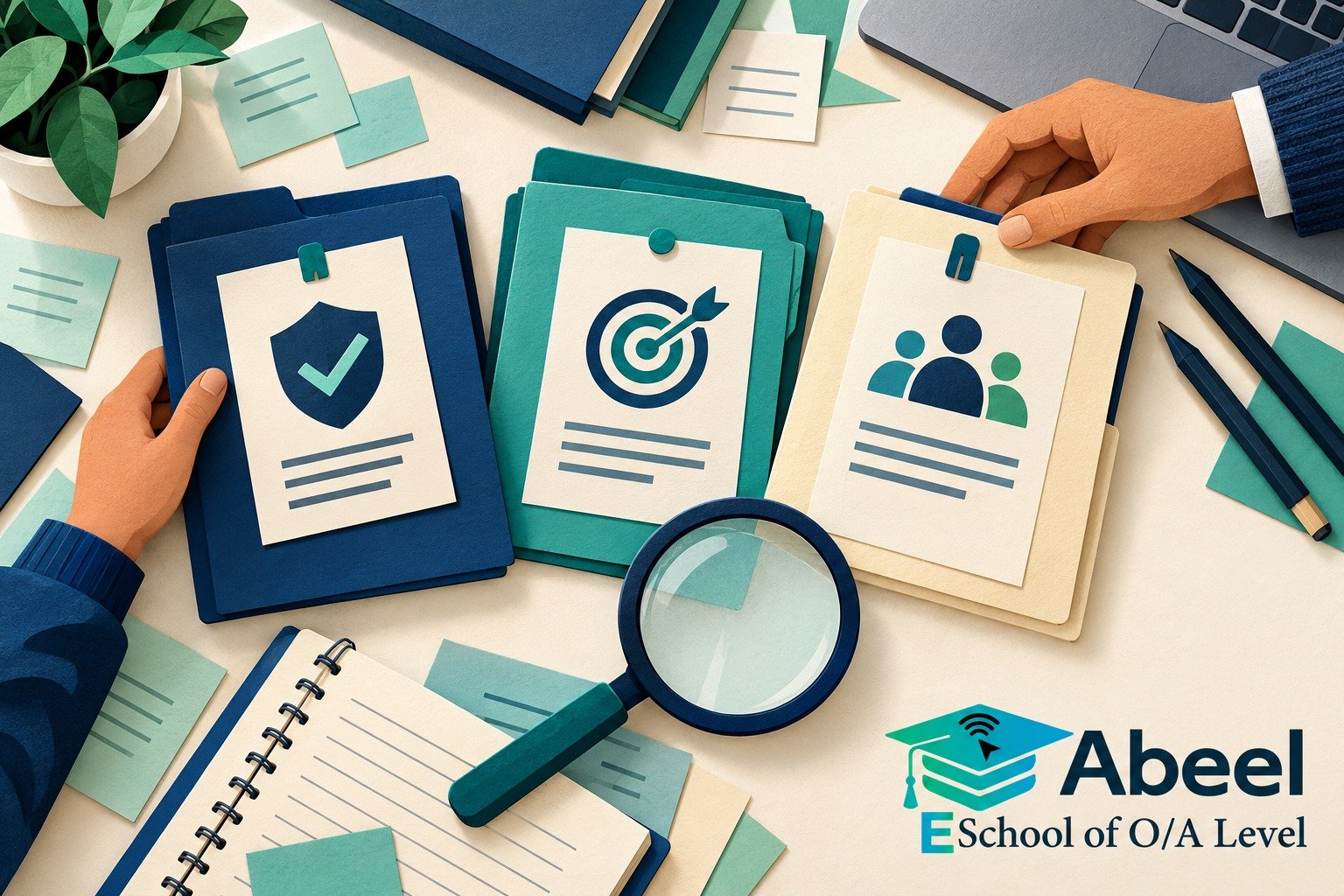 Paper-cut study illustration accompanying Online O and A Level classes in Layyah: Keep Three Research Judgements Separate