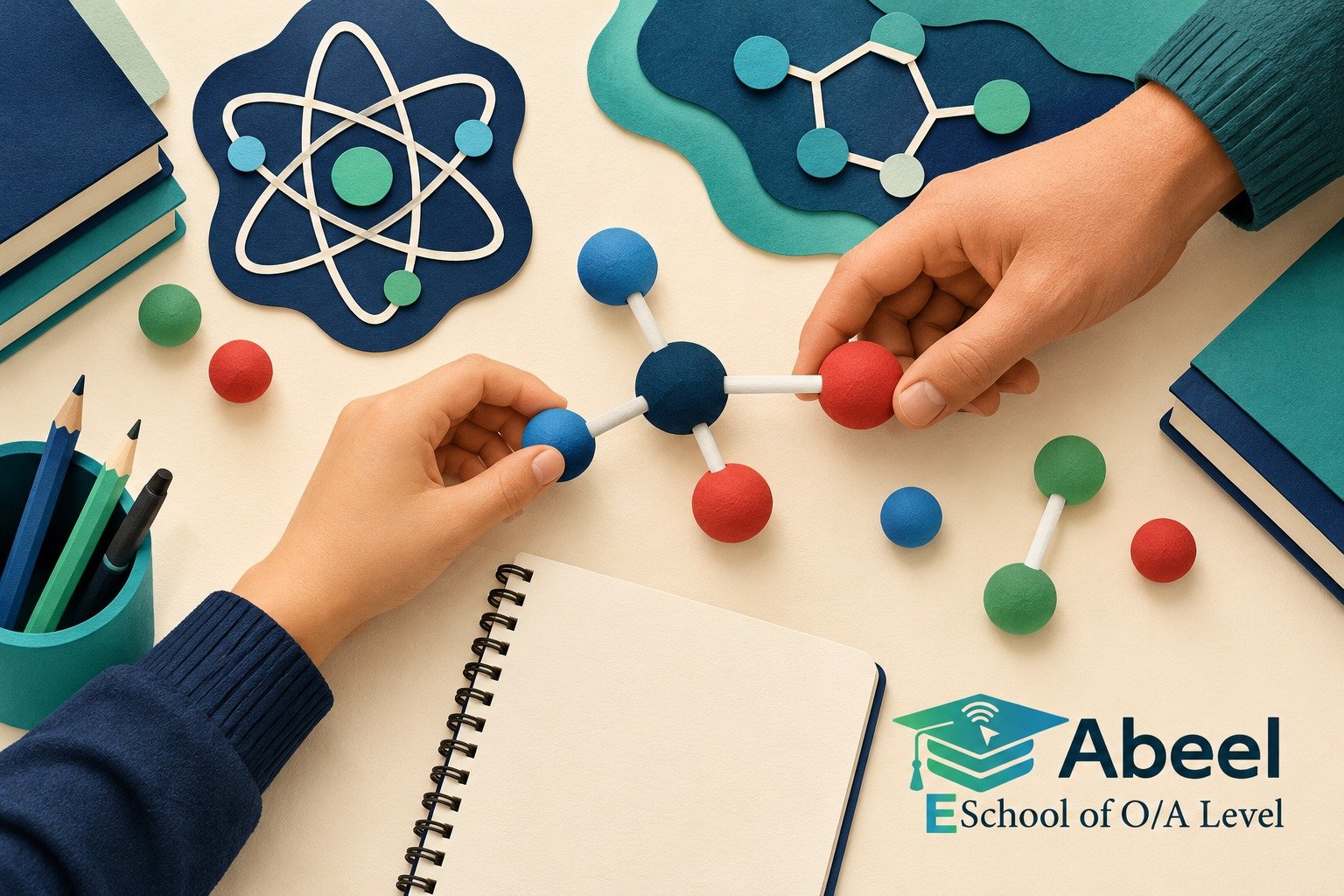 Paper-cut study illustration accompanying Online O and A Level classes in Peshawar: Balance Coefficients Without Changing Formulas