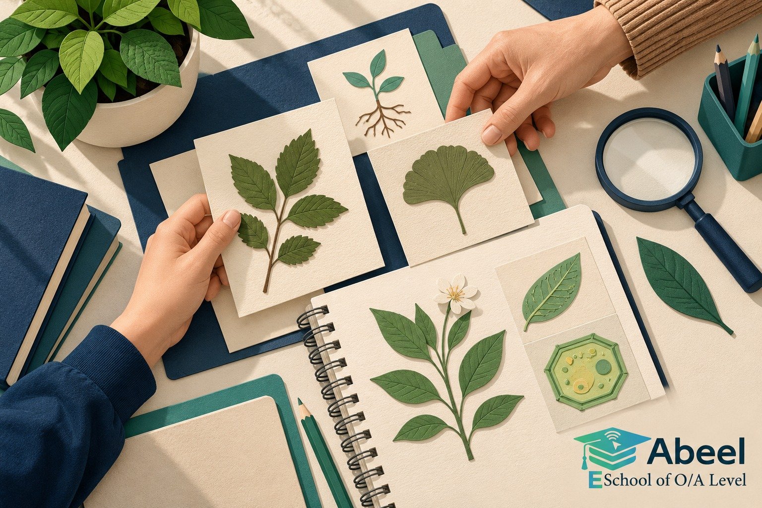 Paper-cut study illustration accompanying Online O and A Level classes in Kohat: Connect Conditions, Mechanism and Outcome