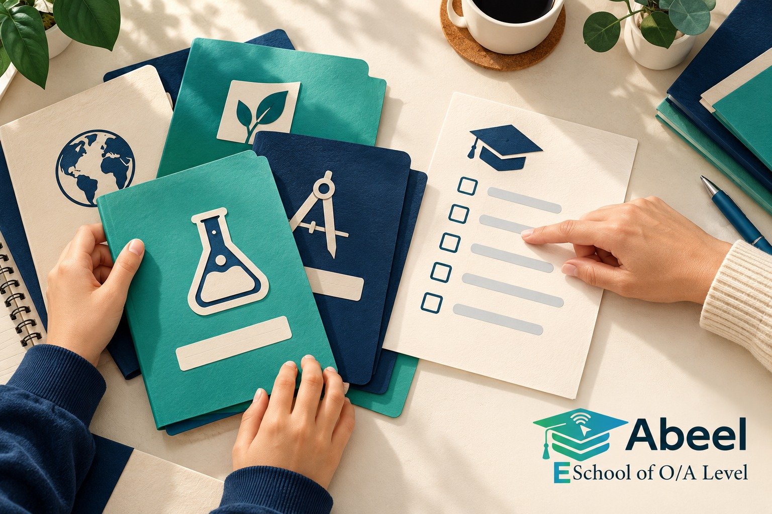Paper-cut study illustration accompanying Online O and A Level classes in Islamabad: Check the Subject Route Before Enrolling
