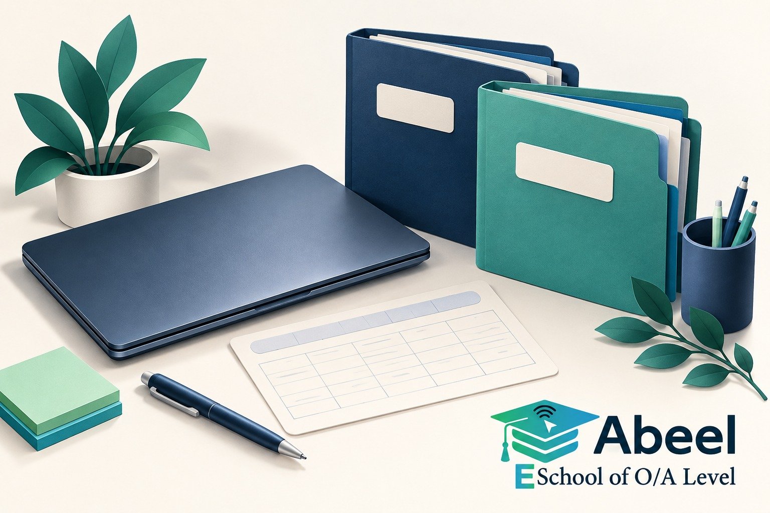 Paper-cut study illustration accompanying A Shared-Device Study Plan for Karachi O/A Level Families
