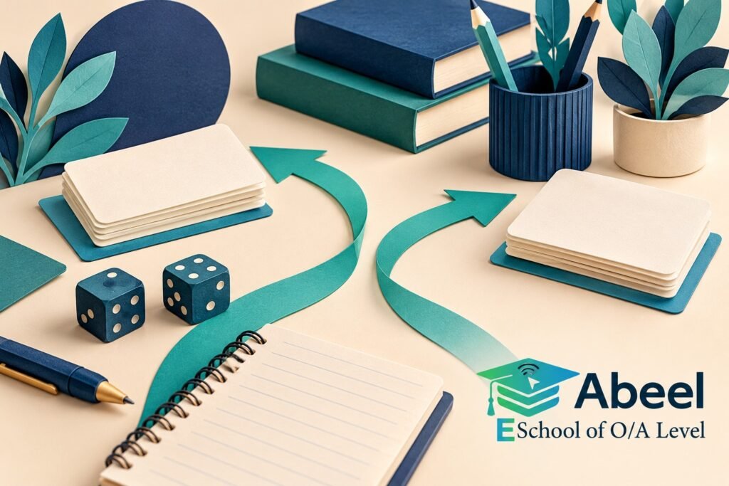 Paper-cut study illustration accompanying Karachi AS Statistics: Build a Method-Selection Practice Session