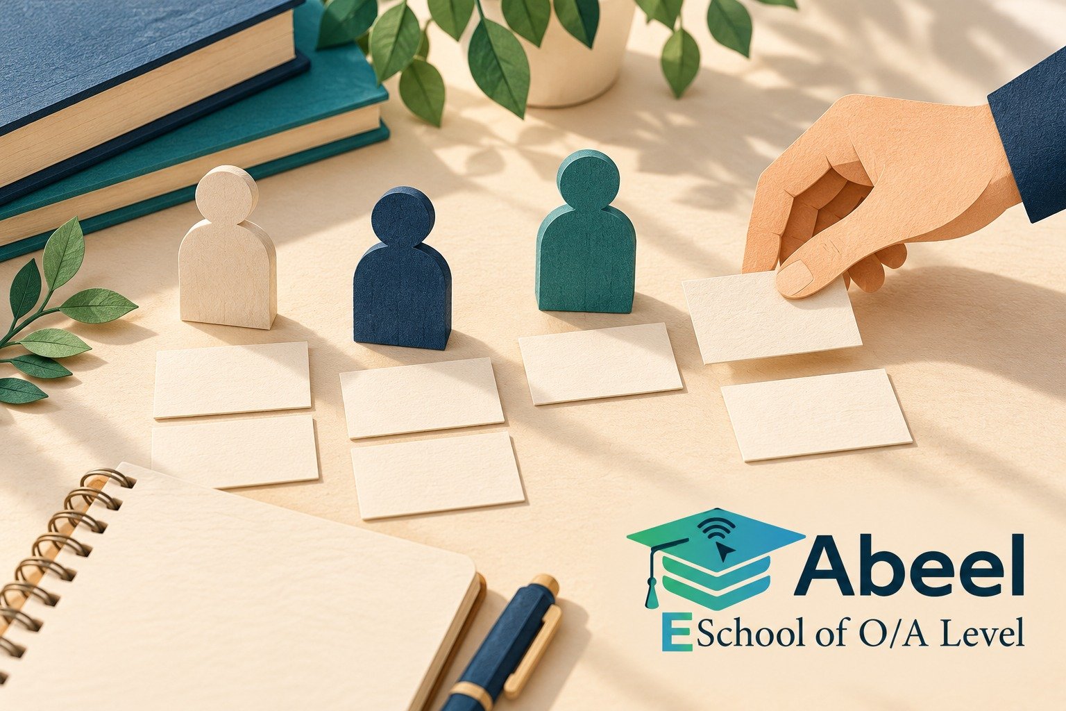 Paper-cut study illustration accompanying Karachi Sociology Revision: Build an Evidence Card Instead of Memorising a Model Essay