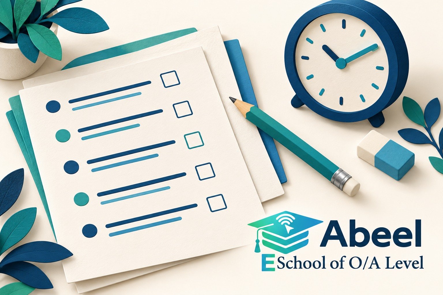 Paper-cut study illustration accompanying Shikarpur Student Practice Plan: Find the Decision That Uses the Time