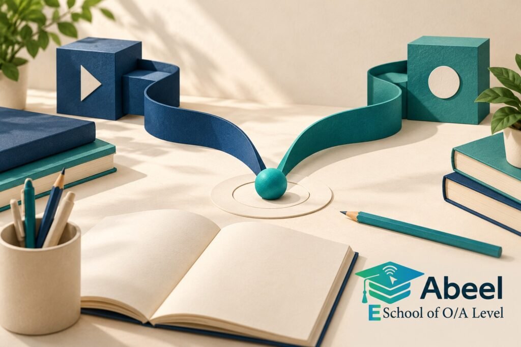Paper-cut study illustration accompanying Tando Allahyar Student Practice Plan: Choose Between Elimination and Substitution