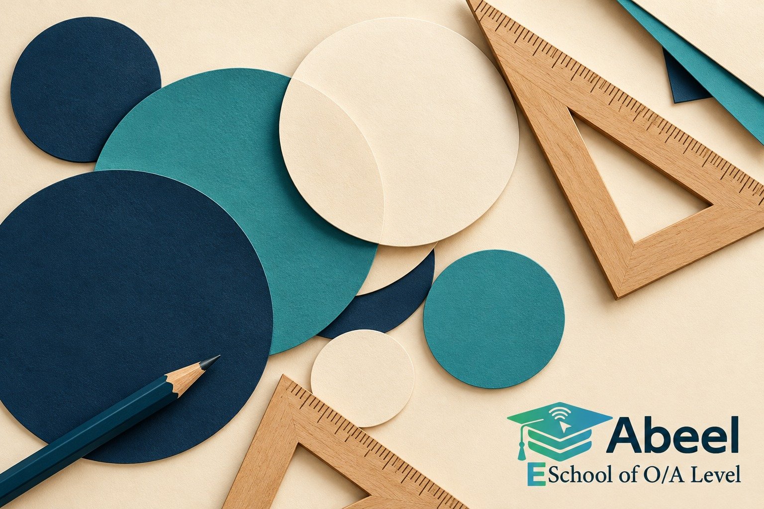 Paper-cut study illustration accompanying Matiari O Level Circle Geometry: Match the Angle to Its Reason