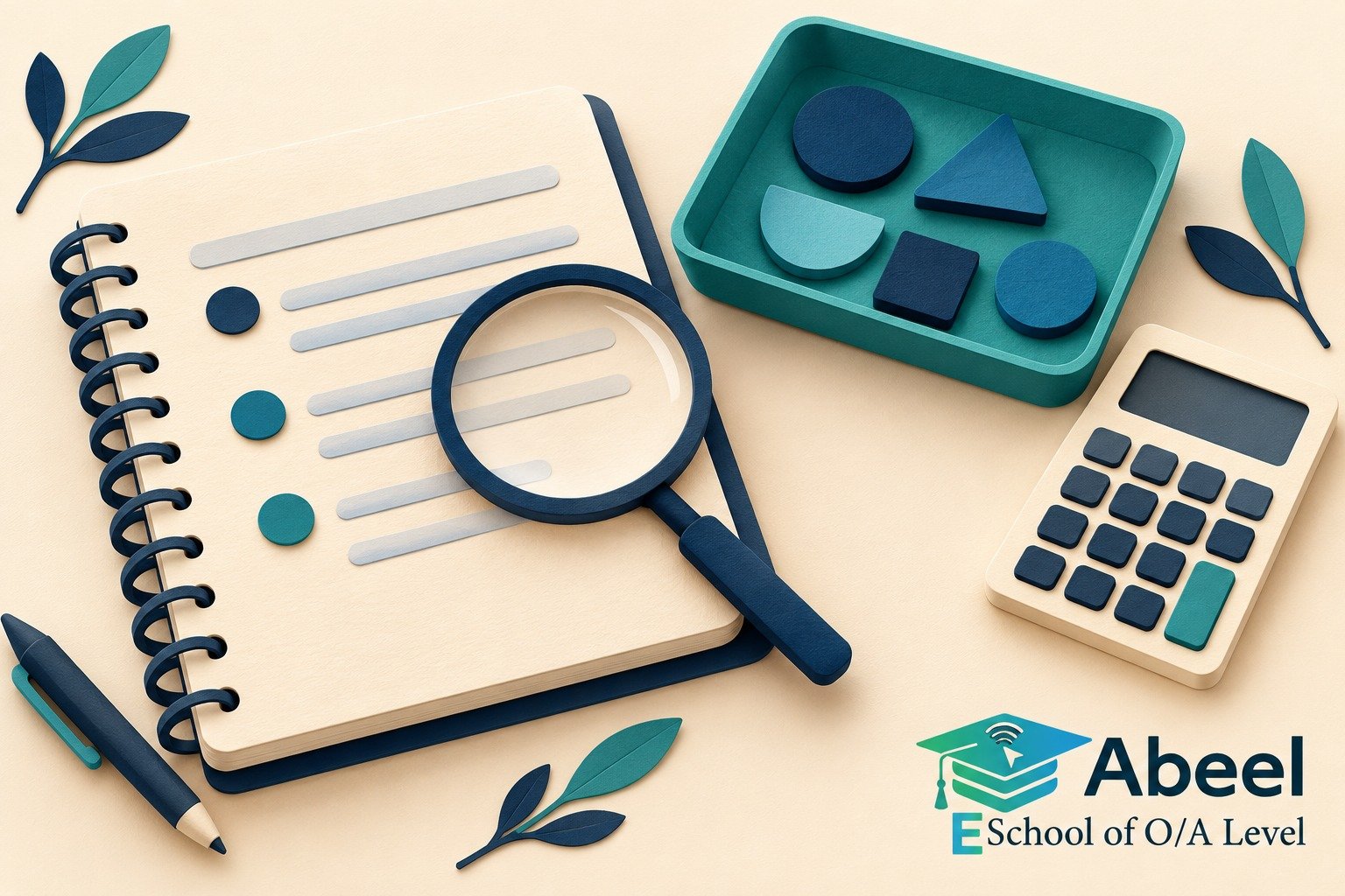 Paper-cut study illustration accompanying Rahim Yar Khan S1 Practice: Five Calculator Habits to Check Before Timing a Full Paper