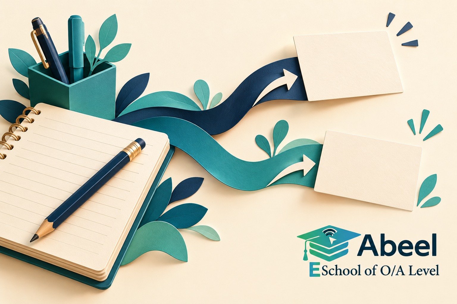 Paper-cut study illustration accompanying Gujrat Accounting Practice: Separate Cash-Book Updates from Reconciliation Items