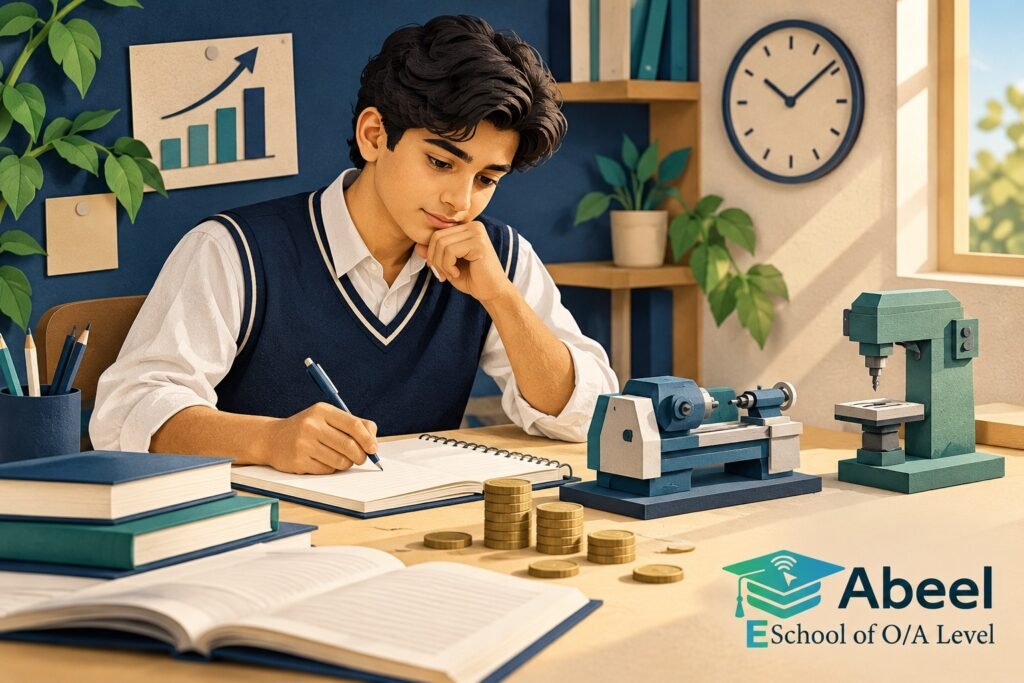 Paper-cut study illustration accompanying Investment appraisal practice in Jhelum: Connect Investment Calculations with Cash Timing