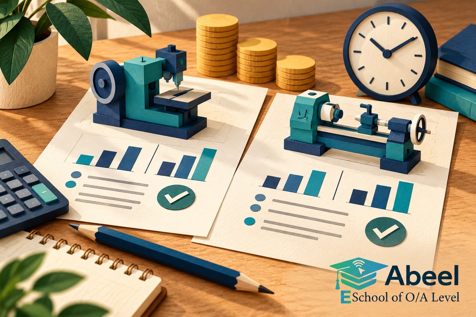 Paper-cut study illustration accompanying Investment appraisal practice in Jhelum: Connect Investment Calculations with Cash Timing