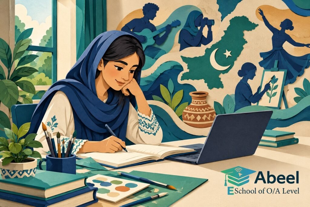 Paper-cut study illustration accompanying Culture and identity practice in Vehari: Explain Shared Culture and Individual Variation