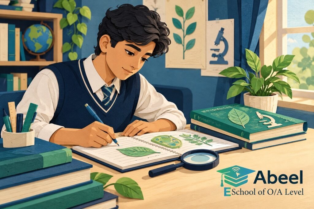 Paper-cut study illustration accompanying Biology process explanations in Kohat: Connect Conditions, Mechanism and Outcome