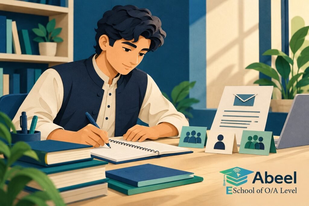 Paper-cut study illustration accompanying Directed writing practice in Nowshera: Plan Directed Writing Around the Reader