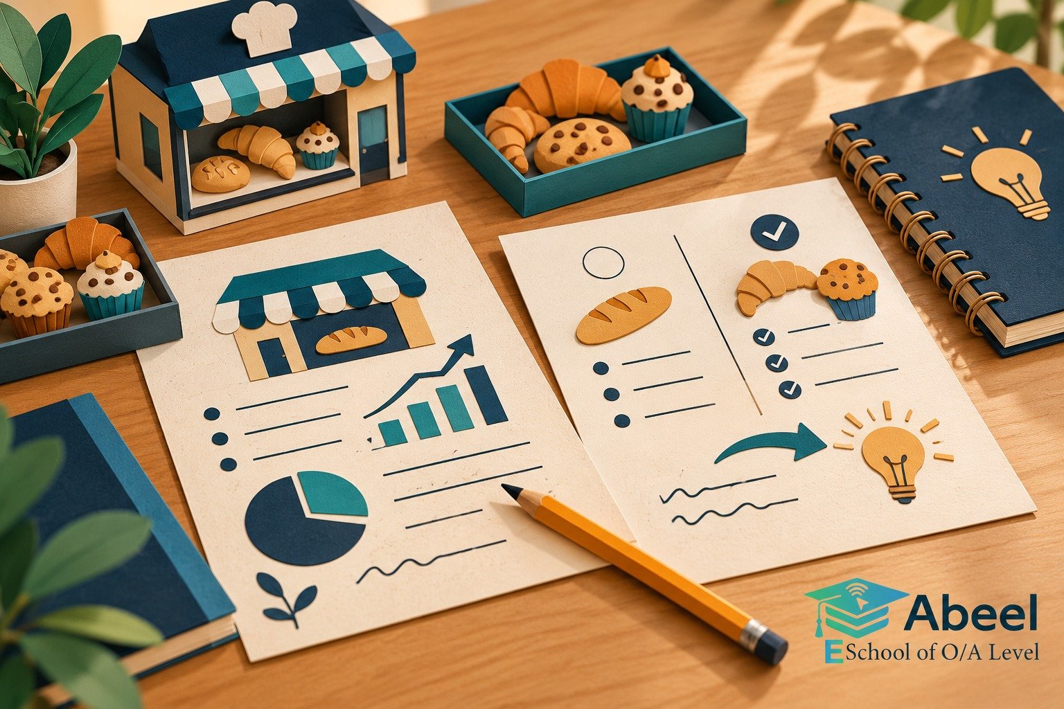 Paper-cut study illustration accompanying O Level Business case study practice in Chitral: Make Each Business Point Use the Case Facts