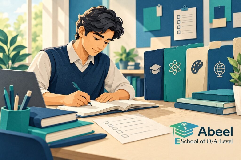 Paper-cut study illustration accompanying O Level subject choices in Islamabad: Check the Subject Route Before Enrolling